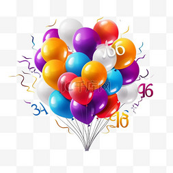 生日气球背景图片_用逼真的气球庆祝周年