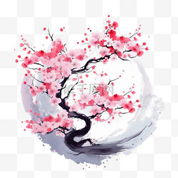 梅花，背景图片_书法樱花美丽生活载体插图