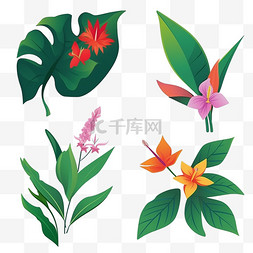 装饰漂浮图案图片_叶子花朵绿色清新植物树叶素材装