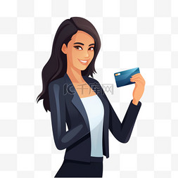 银行卡在线支付图片_通过银行卡进行在线支付的女商人