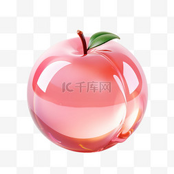 水蜜桃子梨图片_水蜜桃3D玻璃质感免抠素材