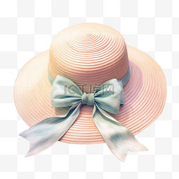水彩女生沙滩帽免扣元素