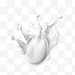 奶油牛奶图片_逼真的白牛奶飞溅，流动的酸奶或