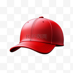 帽子棒球帽红色皮质时尚装饰图案
