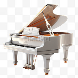 3D白色三角钢琴音乐乐器元素