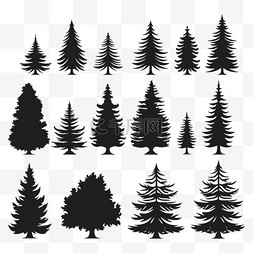 几何图形漂浮图片_树木松树剪影装饰漂浮几何图形元