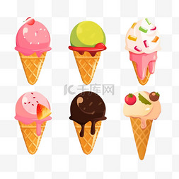 夏天冰淇淋卡通漂浮装饰素材