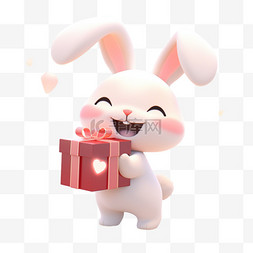 礼物小礼盒图片_3d元素中秋节小兔子礼物卡通