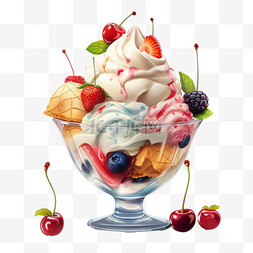 夏日清凉冷饮图片_夏日水果冰淇淋圣代冷饮甜品元素