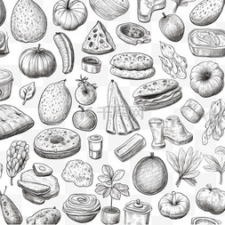 水果厨房背景图片_手绘食物背景