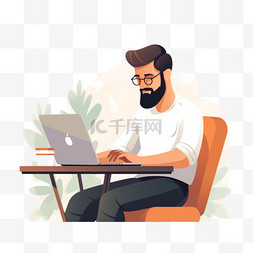 膝上型图片_使用膝上型计算机的坐着的男性程