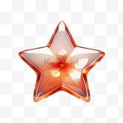 橘色星星可爱玻璃写实素材装饰图