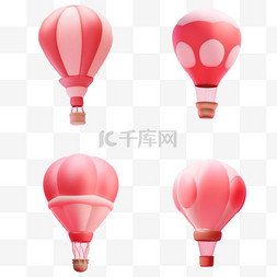 热气球粉色图片_夏天度假漂浮装饰素材热气球粉色