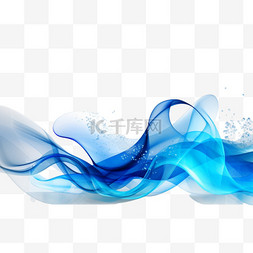彩色条幅矢量素材图片_优雅的蓝色波浪流动透明背景矢量