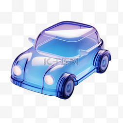 小汽车立体图片_小汽车3D玻璃质感免抠素材