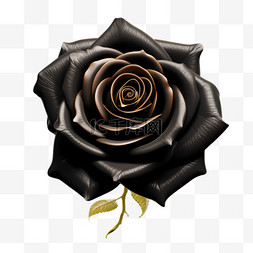 黑色玫瑰写实图片_黑色玫瑰光滑质感金边写实元素装