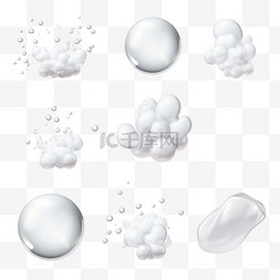 泡沫洗涤图片_肥皂泡沫和不同形状的泡沫在透明