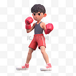 亚运会3D人物竞技比赛项目深灰色男生拳击
