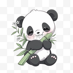 卡通竹子熊猫元素手绘