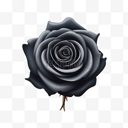 黑色玫瑰写实正面元素装饰图案