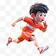 亚运会3D人物竞技比赛项目红色运动衣男孩