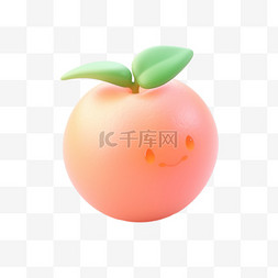 水蜜桃图标图片_水蜜桃水果3D可爱图标元素