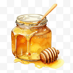 水彩精美蜂蜜罐免扣元素