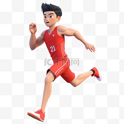 竞技田径运动员图片_亚运会3D人物竞技比赛红色运动装