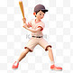 亚运会3D人物竞技比赛打棒球的男孩