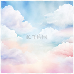 江南风景背景图片_手绘水彩粉彩天空背景