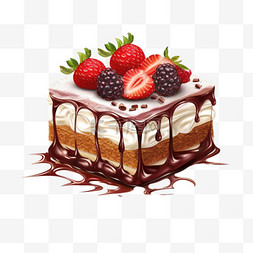 草莓蛋糕美食水果奶油元素写实装