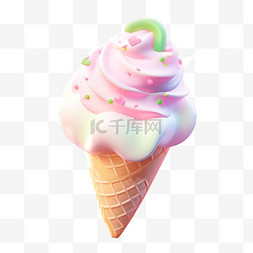 冰激凌图标图片_甜筒冰激凌3D可爱图标元素