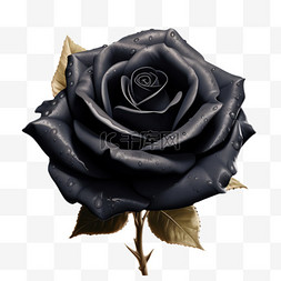 黑色玫瑰写实图片_黑色立体真实玫瑰写实元素装饰图