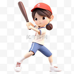 打棒球的图片图片_亚运会3D人物竞技比赛打棒球的女