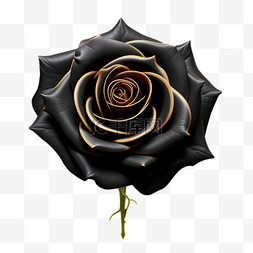 黑色玫瑰金边写实元素装饰图案