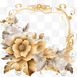 金色华丽横幅图片_复古花卉邀请金色横幅