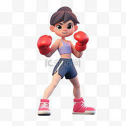 拳击比赛人物图片_亚运会3D人物竞技比赛项目女生拳
