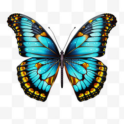 蝴蝶蓝色立体写实元素装饰图案