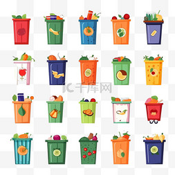 垃圾分类的背景图片_彩色垃圾桶的白色背景符号用于容