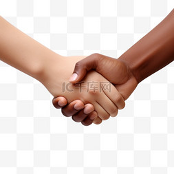 棕色皮肤和白色皮肤手的握手