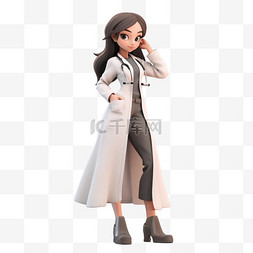 职业女性医生3d元素卡通