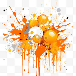 飞溅的水彩画图片_白色背景中的橙色垃圾