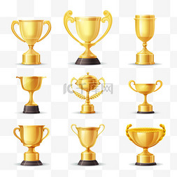 精美徽章图片_精美的金质奖杯和形态各异的奖品