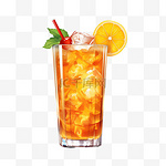 橙色饮料柠檬水元素写实装饰图案