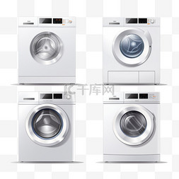 家用电子产品图片_洗衣机逼真的图标将三种家电产品