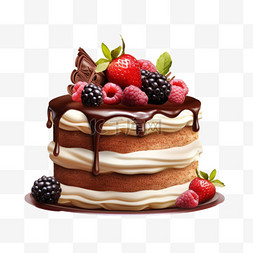 水果什锦蛋糕甜点写实元素装饰图