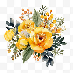 美丽黄色图片_水彩美丽黄色花朵免扣元素