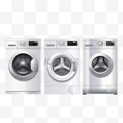 家电产品素材图片_洗衣机逼真的图标将三种家电产品