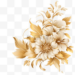 金色华丽横幅图片_复古花卉邀请金色横幅
