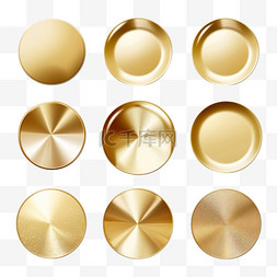 不锈钢金属按钮科技感按钮免抠素材图片_金色金属渐变系列。具有金色效果